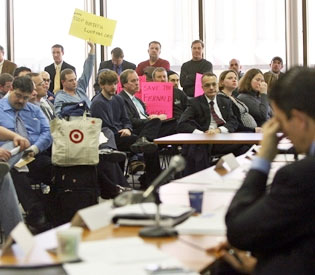 IBEW protest Massachusetts Life Sciences board